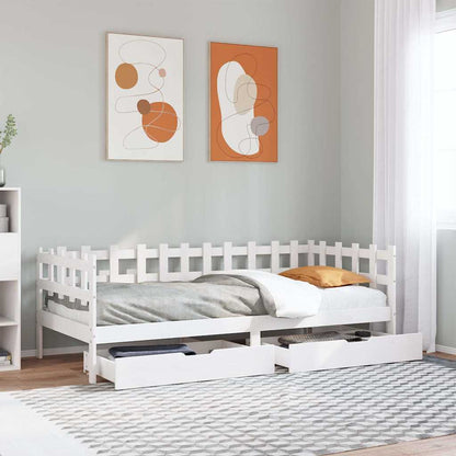 Daybed with Drawers without Mattress White Solid Wood 80 cm 200 cm