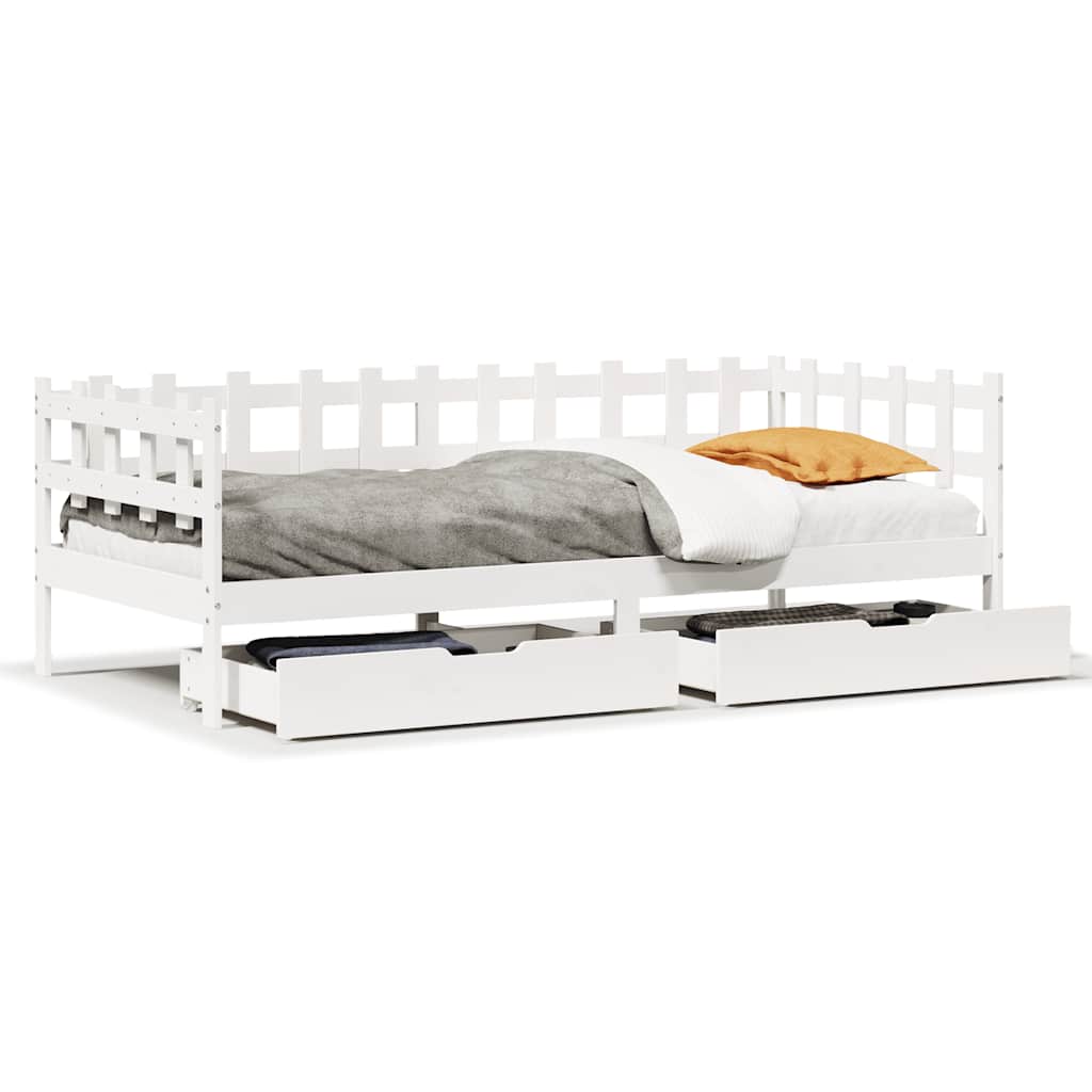 vidaXL Daybed with Drawers without Mattress White 90x200 cm Solid Wood 2