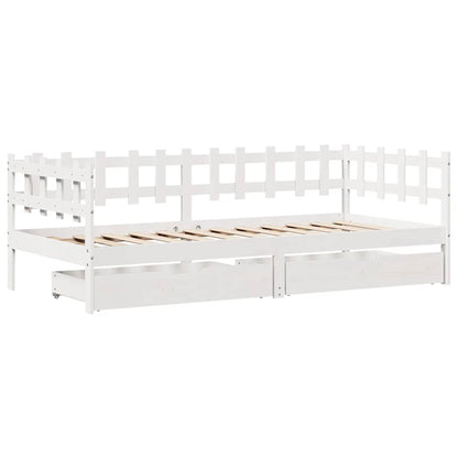 vidaXL Daybed with Drawers without Mattress White 90x200 cm Solid Wood 3
