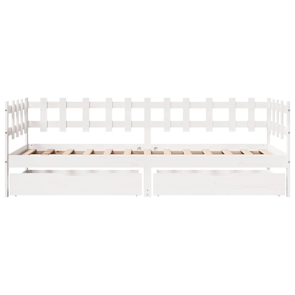 vidaXL Daybed with Drawers without Mattress White 90x200 cm Solid Wood 4