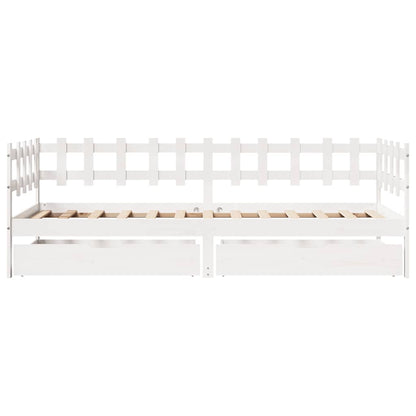 vidaXL Daybed with Drawers without Mattress White 90x200 cm Solid Wood 4