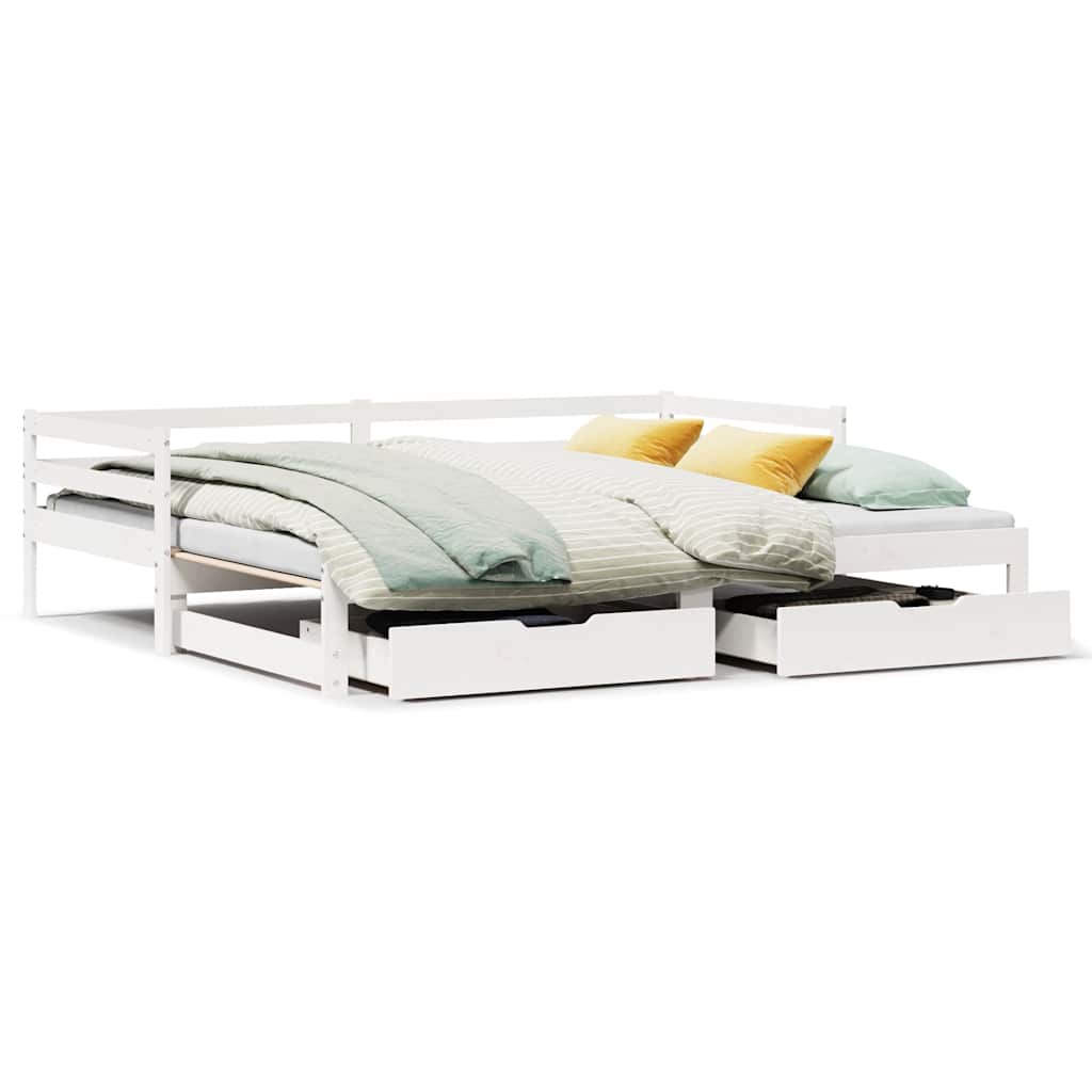 vidaXL Daybed with Drawers without Mattress White 90x200 cm Solid Wood 2