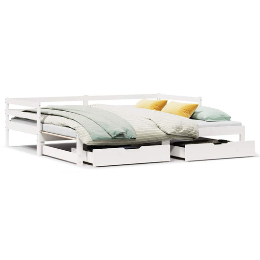 vidaXL Daybed with Drawers without Mattress White 90x200 cm Solid Wood 2