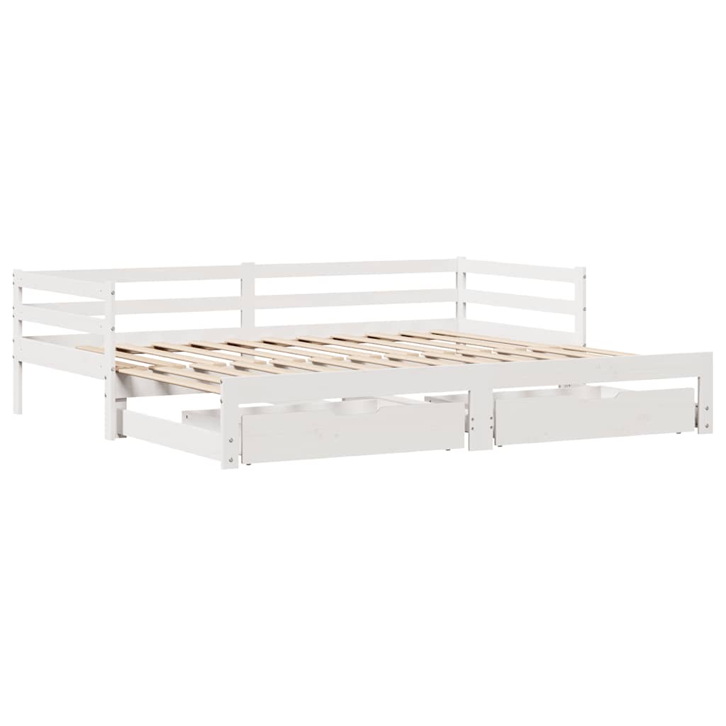 vidaXL Daybed with Drawers without Mattress White 90x200 cm Solid Wood 3