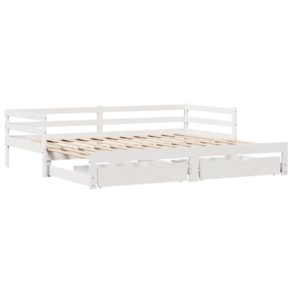 vidaXL Daybed with Drawers without Mattress White 90x200 cm Solid Wood 3
