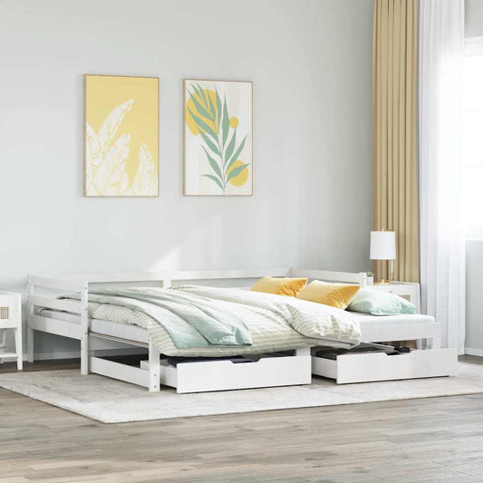 vidaXL Daybed with Drawers without Mattress White 90x200 cm Solid Wood 1