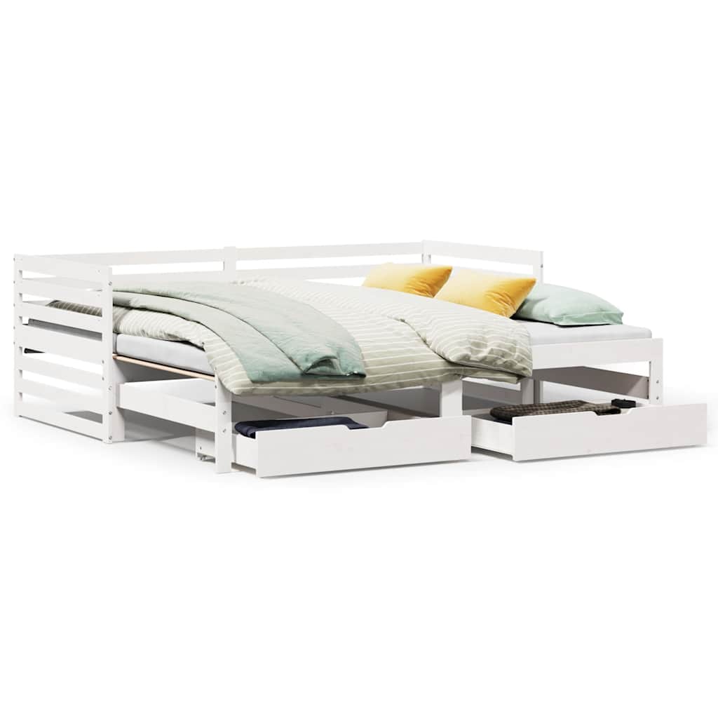 vidaXL Daybed with Drawers without Mattress White 90x200 cm Solid Wood 2