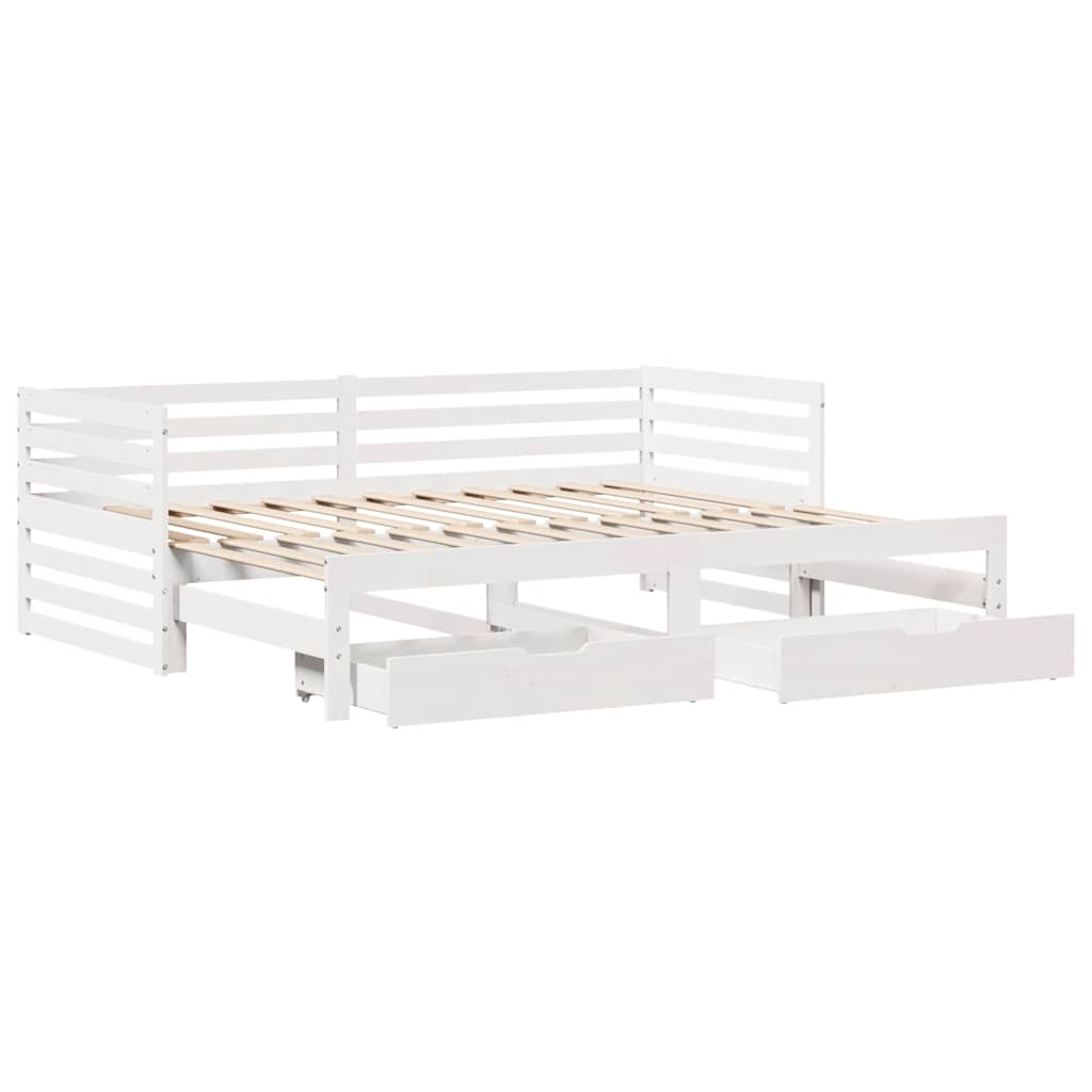 vidaXL Daybed with Drawers without Mattress White 90x200 cm Solid Wood 3