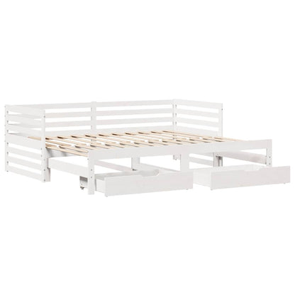 vidaXL Daybed with Drawers without Mattress White 90x200 cm Solid Wood 3