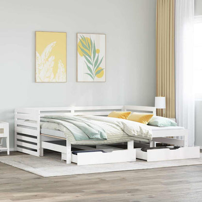 vidaXL Daybed with Drawers without Mattress White 90x200 cm Solid Wood 1