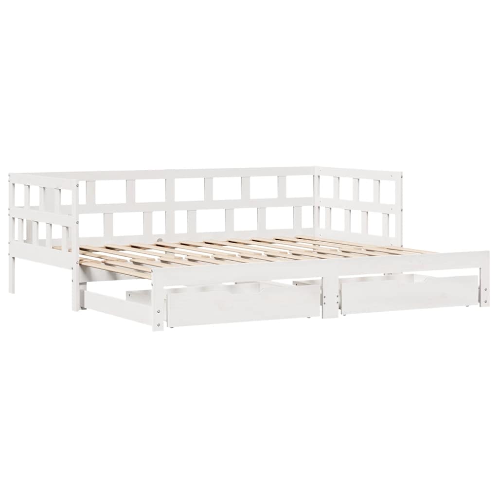 vidaXL Daybed with Trundle and Drawers without Mattress White 90x200 cm 3