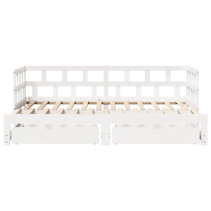 vidaXL Daybed with Trundle and Drawers without Mattress White 90x200 cm 4