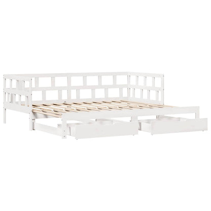 vidaXL Daybed with Trundle and Drawers without Mattress White 90x200 cm 5