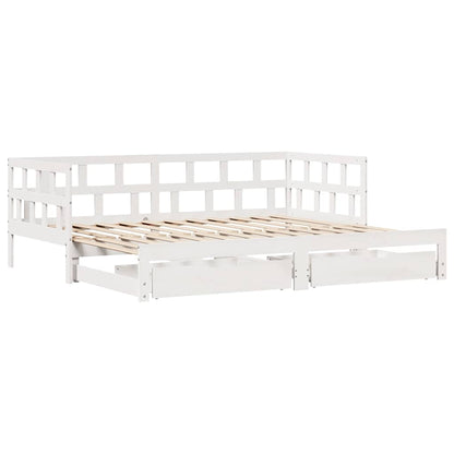 vidaXL Daybed with Trundle and Drawers without Mattress White 80x200 cm 3