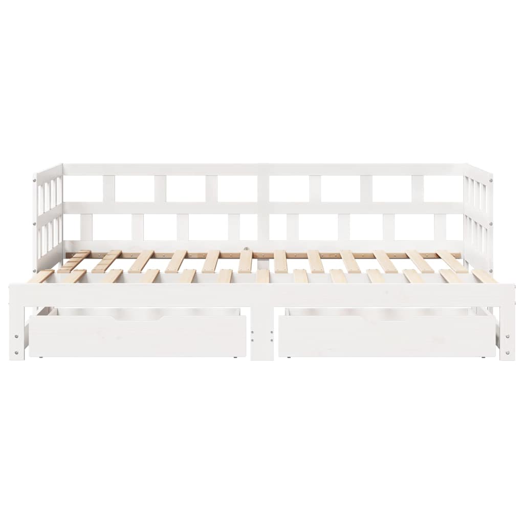 vidaXL Daybed with Trundle and Drawers without Mattress White 80x200 cm 4