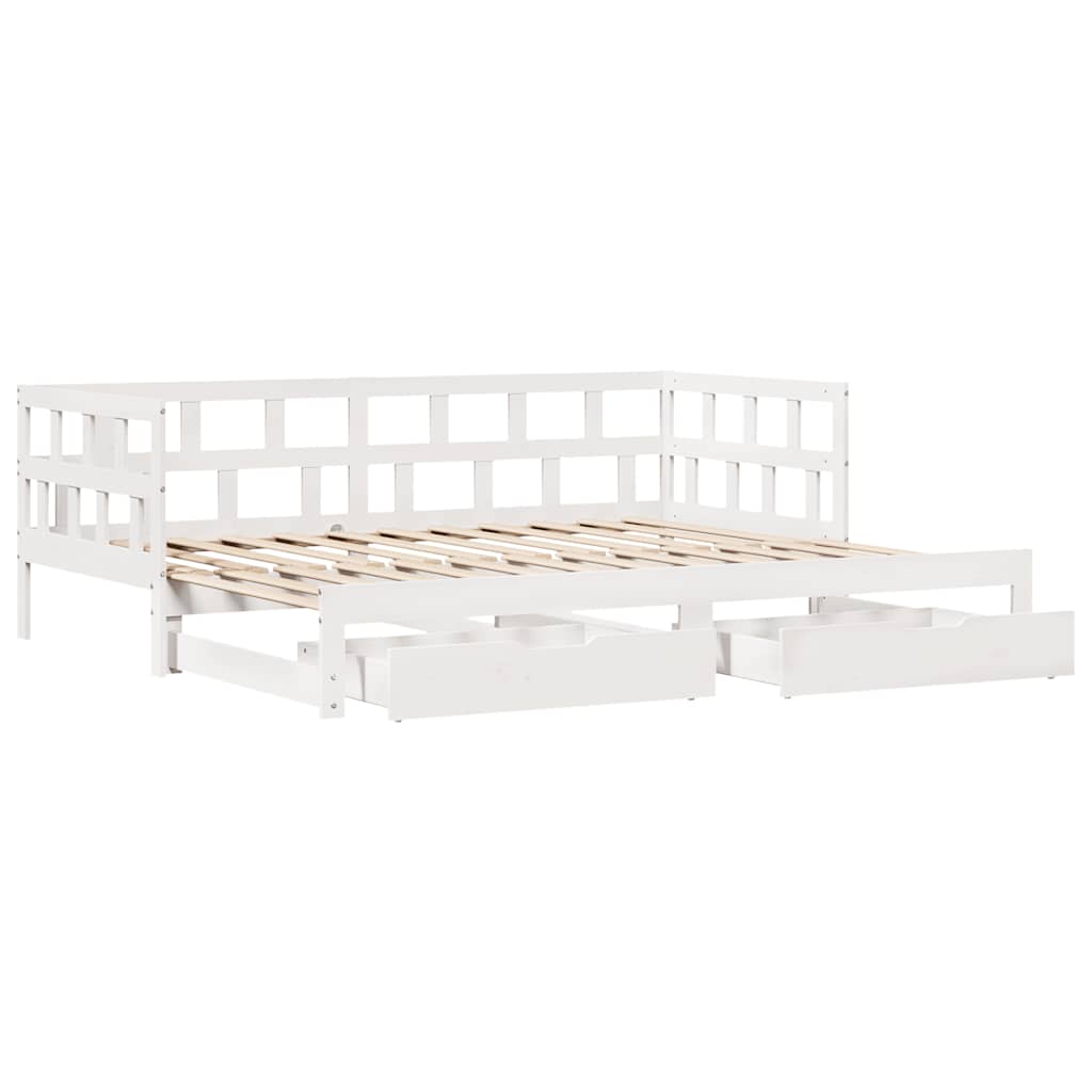 vidaXL Daybed with Trundle and Drawers without Mattress White 80x200 cm 5