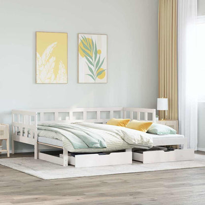 vidaXL Daybed with Trundle and Drawers without Mattress White 80x200 cm 1