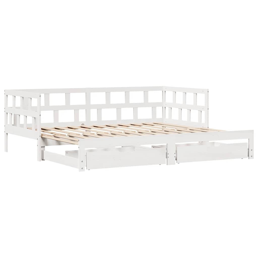vidaXL Daybed with Trundle and Drawers without Mattress White 90x190cm 3