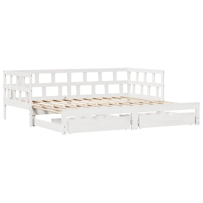 vidaXL Daybed with Trundle and Drawers without Mattress White 90x190cm 3