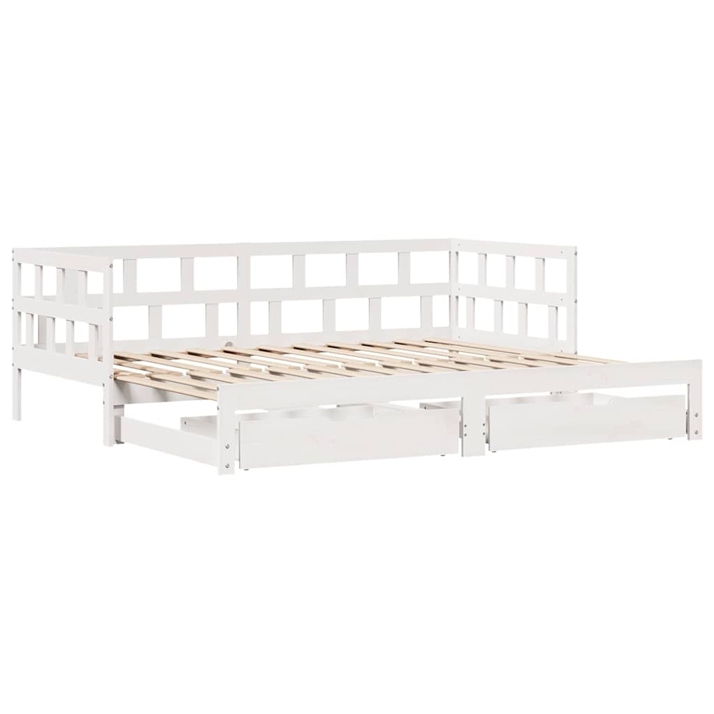 vidaXL Daybed with Trundle and Drawers without Mattress White 90x200 cm 3