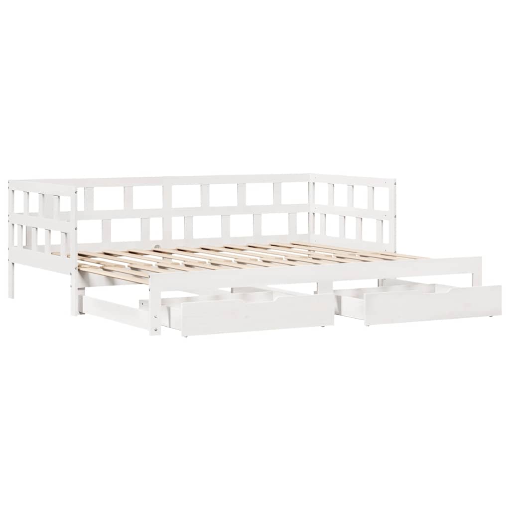 vidaXL Daybed with Trundle and Drawers without Mattress White 90x200 cm 4