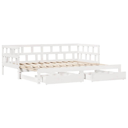 vidaXL Daybed with Trundle and Drawers without Mattress White 90x200 cm 4