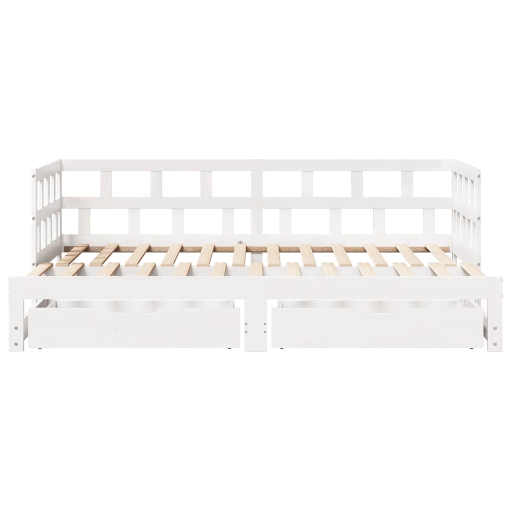 vidaXL Daybed with Trundle and Drawers without Mattress White 90x200 cm 5
