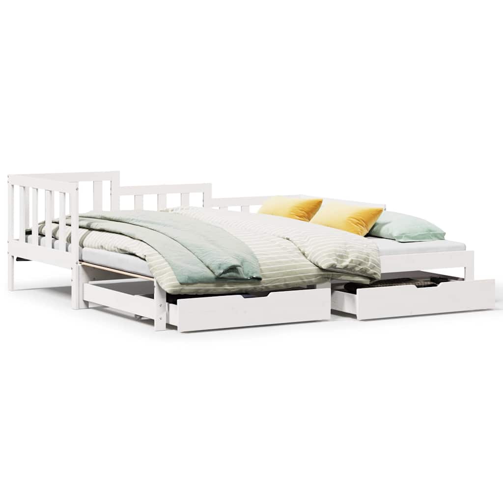 vidaXL Daybed with Trundle and Drawers without Mattress White 90x190cm 2