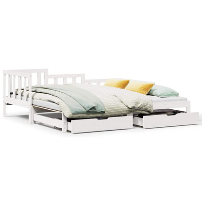 vidaXL Daybed with Trundle and Drawers without Mattress White 90x190cm 2