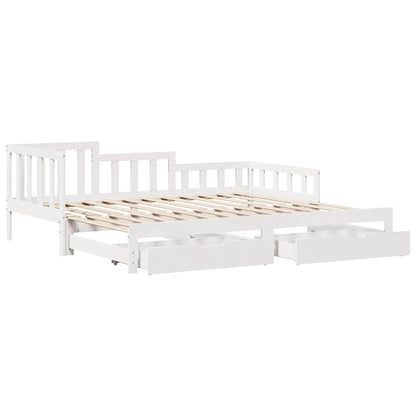vidaXL Daybed with Trundle and Drawers without Mattress White 90x190cm 3