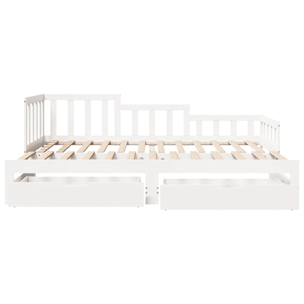 vidaXL Daybed with Trundle and Drawers without Mattress White 90x190cm 4