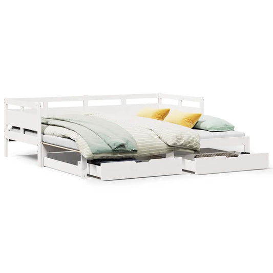 vidaXL Daybed with Trundle and Drawers without Mattress White 80x200 cm 2