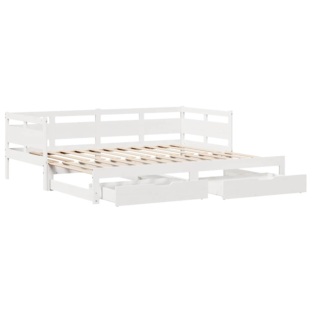 vidaXL Daybed with Trundle and Drawers without Mattress White 80x200 cm 3