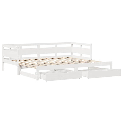 vidaXL Daybed with Trundle and Drawers without Mattress White 80x200 cm 3