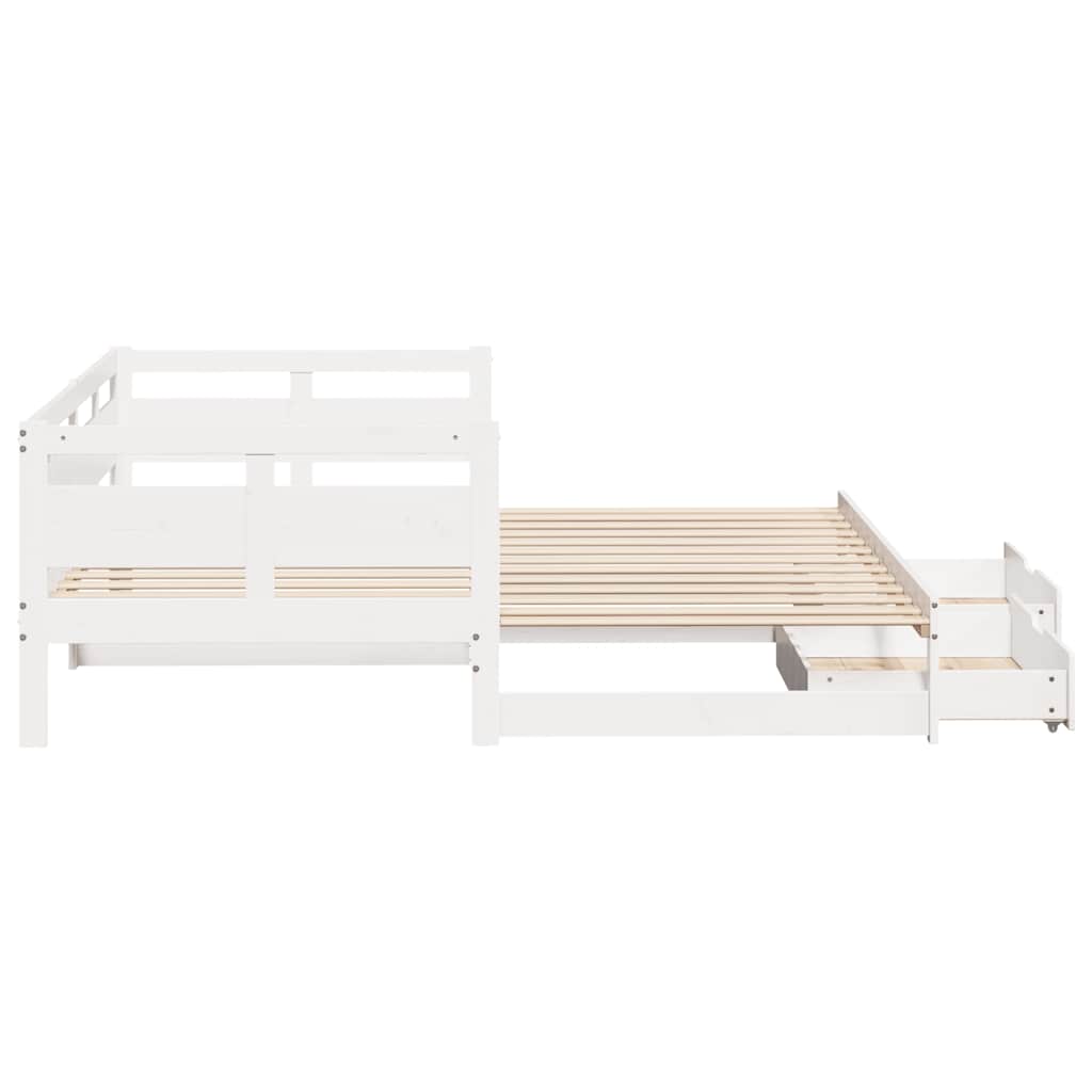 vidaXL Daybed with Trundle and Drawers without Mattress White 80x200 cm 6