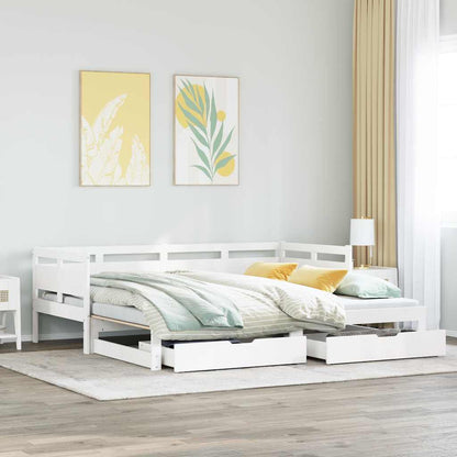 vidaXL Daybed with Trundle and Drawers without Mattress White 80x200 cm 1