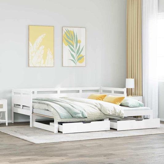 vidaXL Daybed with Trundle and Drawers without Mattress White 80x200 cm 1
