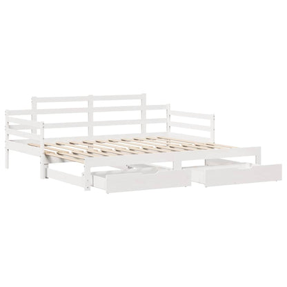 vidaXL Daybed with Trundle and Drawers without Mattress White 90x200 cm 3