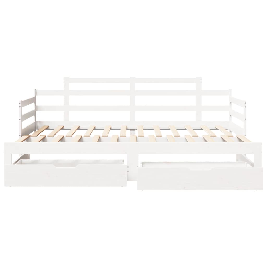 vidaXL Daybed with Trundle and Drawers without Mattress White 90x200 cm 4