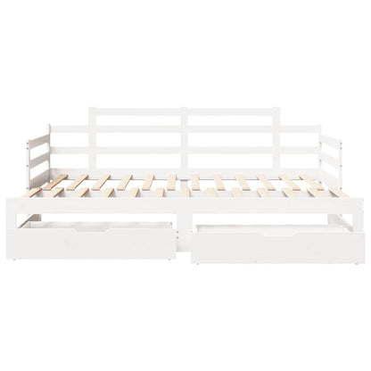 vidaXL Daybed with Trundle and Drawers without Mattress White 90x200 cm 4