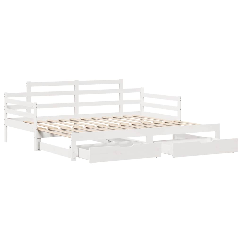 vidaXL Daybed with Trundle and Drawers without Mattress White 80x200 cm 3