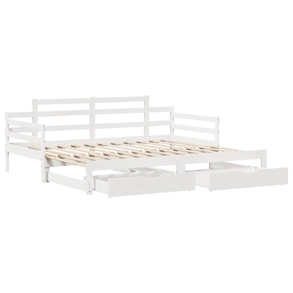 vidaXL Daybed with Trundle and Drawers without Mattress White 80x200 cm 3