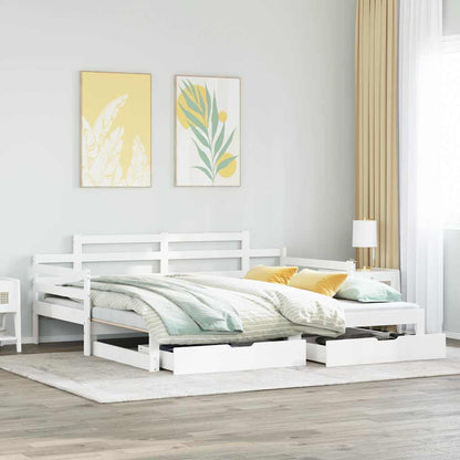 vidaXL Daybed with Trundle and Drawers without Mattress White 80x200 cm 1