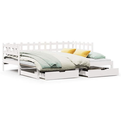 vidaXL Daybed with Trundle and Drawers without Mattress White 90x200 cm 2