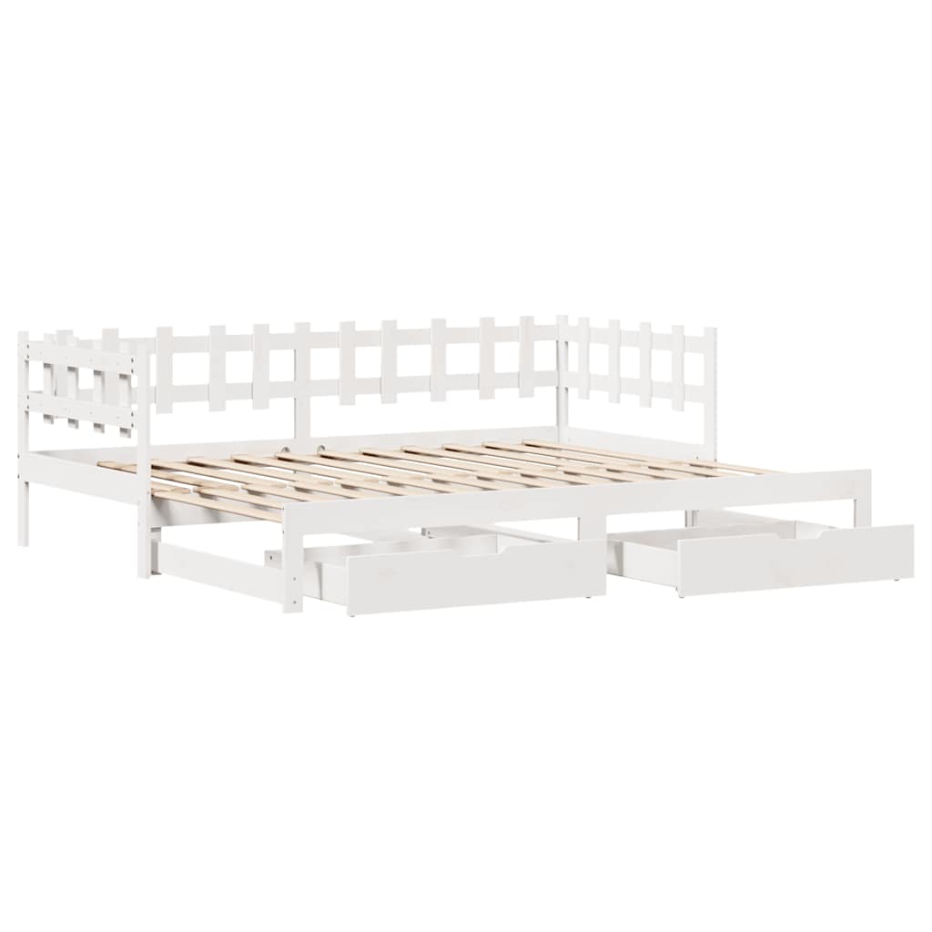 vidaXL Daybed with Trundle and Drawers without Mattress White 90x200 cm 3