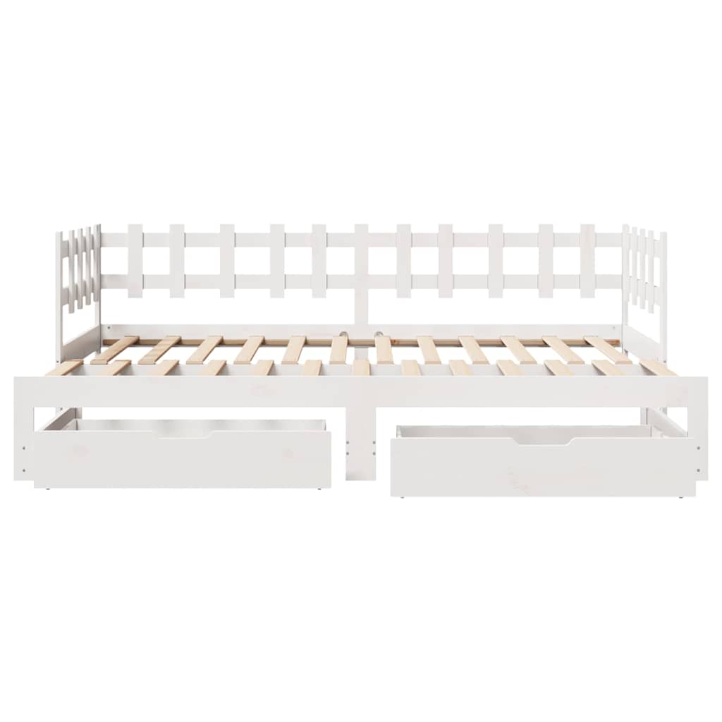 vidaXL Daybed with Trundle and Drawers without Mattress White 90x200 cm 4