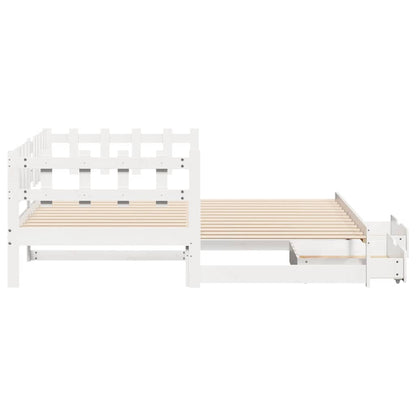 vidaXL Daybed with Trundle and Drawers without Mattress White 90x200 cm 6