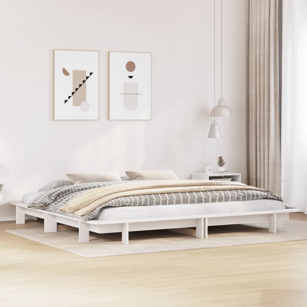 Bed Frame without Mattress Solid Wood Pine Length 200 cm White 200 cm