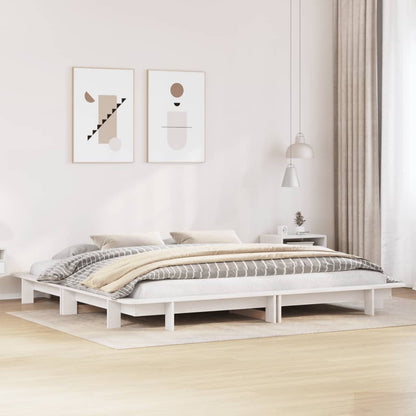 Bed Frame without Mattress Solid Wood Pine Length 200 cm White 200 cm