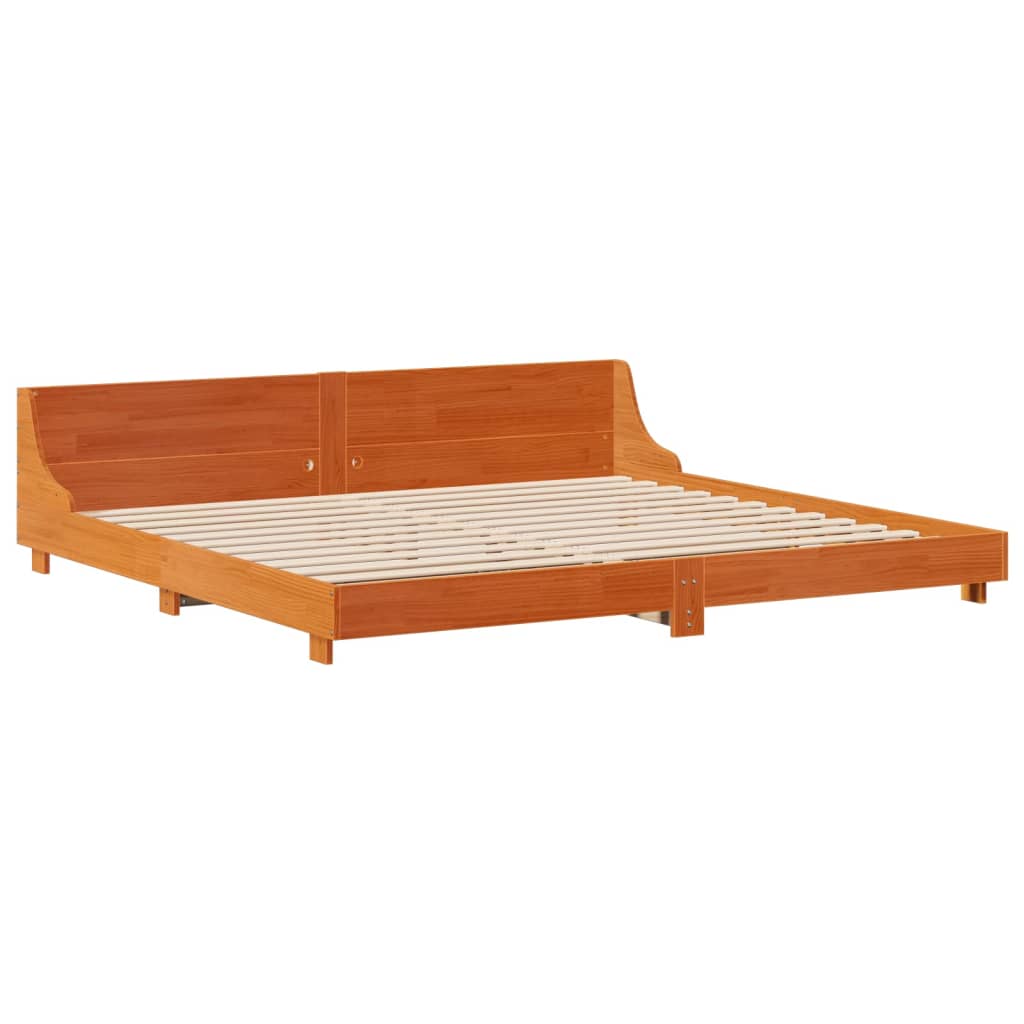 vidaXL Bed Frame without Mattress Wax Brown 200x200 cm Solid Wood Pine 3
